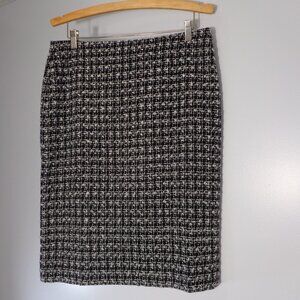 Talbots Womens Tweed Pencil Skirt Black White Knee Length Career Classic Size 10
